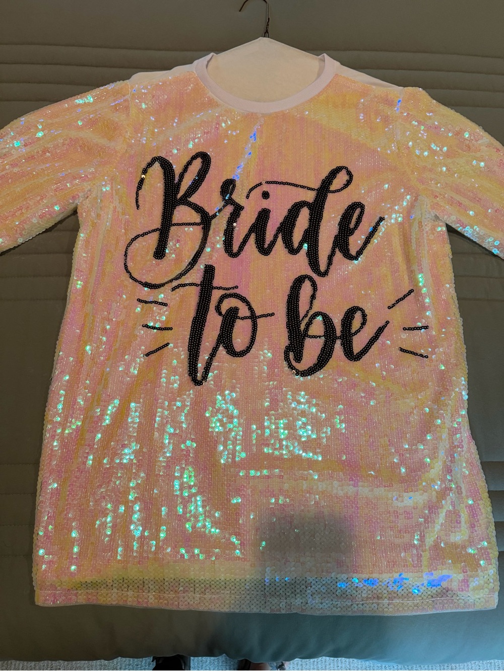 Sequin 'Bride to Be' Top/Dress - Iridescent Pink